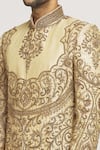 Buy_Aryavir Malhotra_Gold Sherwani Silk Hand Embroidered Zardozi Set _Online_at_Aza_Fashions