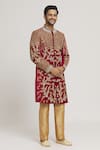 Buy_Aryavir Malhotra_Maroon Sherwani Velvet Embroidered Floral Zardozi Set _Online_at_Aza_Fashions