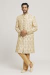 Buy_Aryavir Malhotra_Gold Sherwani Silk Embroidered And Pant Set _at_Aza_Fashions