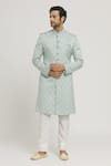 Buy_Aryavir Malhotra_Green Sherwani Brocade Woven Floral Pant Set _at_Aza_Fashions