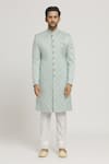 Aryavir Malhotra_Green Sherwani Brocade Woven Floral Pant Set _Online_at_Aza_Fashions