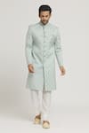 Buy_Aryavir Malhotra_Green Sherwani Brocade Woven Floral Pant Set _Online_at_Aza_Fashions