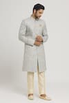 Buy_Aryavir Malhotra_Grey Sherwani Brocade Embroidered Geometric Set _at_Aza_Fashions