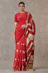 Buy_Masaba_Maroon Crepe Print Vintage Fiona Gota Saree _at_Aza_Fashions