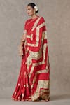 Buy_Masaba_Maroon Crepe Print Vintage Fiona Gota Saree _Online_at_Aza_Fashions