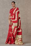 Shop_Masaba_Maroon Crepe Print Vintage Fiona Gota Saree _Online_at_Aza_Fashions