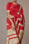 Masaba_Maroon Crepe Print Vintage Fiona Gota Saree _at_Aza_Fashions