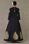 Buy_Masaba_Black Scuba Georgette Embellished Kashmiri Leaf Motif V Neck Gown 