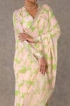 Masaba_Pink Saree Viscose Organza Printed And Embroidered With Unstitched Blouse Piece _Online_at_Aza_Fashions