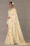 Buy_Masaba_Pink Saree Viscose Organza Printed And Embroidered With Unstitched Blouse Piece _Online_at_Aza_Fashions