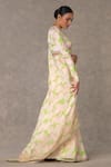 Masaba_Pink Saree Viscose Organza Printed And Embroidered With Unstitched Blouse Piece _at_Aza_Fashions