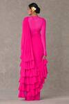 Shop_Masaba_Pink Bustier And Corset Silk Round Gulal Ruffle Border Saree Set With _at_Aza_Fashions