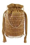 Shop_Anshu Goyal_Brown Crystal Tassel Work Bag _at_Aza_Fashions