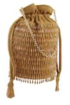 Buy_Anshu Goyal_Brown Crystal Tassel Work Bag _Online_at_Aza_Fashions