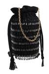 Buy_Anshu Goyal_Black Crystal Tassel Hand Embroidered Bag _Online_at_Aza_Fashions