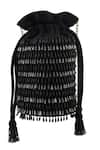 Anshu Goyal_Black Crystal Tassel Hand Embroidered Bag_at_Aza_Fashions