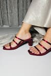 Buy_PREET KAUR_Red Glass Beads Ruby Embellished Block Heels _at_Aza_Fashions