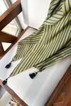 Shop_Dot_Green Calla Striped Cashmere Shawl _at_Aza_Fashions