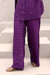 Shop_Aapro_Purple Natural Crepe Hand Block Printed Checkered Elliot Shirt And Pant Set _Online_at_Aza_Fashions