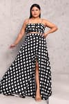 Aapro_Black Pure Habutai Hand Block Printed Checkered Anastasia Bustier And Skirt Set _at_Aza_Fashions