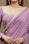 Shop_Samyukta Singhania_Purple Pure Chanderi Silk Hand Embroidered Scoop Lace Bordered Saree With Blouse _Online_at_Aza_Fashions