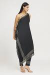 Buy_Label Lila_Black Art Georgette Embellished Sequin One Shoulder Kurta With Pant _Online_at_Aza_Fashions
