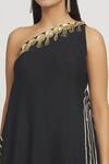 Shop_Label Lila_Black Art Georgette Embellished Sequin One Shoulder Kurta With Pant _Online_at_Aza_Fashions