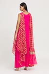 Shop_Label Lila_Pink Art Silk Bandhani Kurta Round Pattern Cape Jacket With _at_Aza_Fashions
