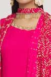 Buy_Label Lila_Pink Art Silk Bandhani Kurta Round Pattern Cape Jacket With _Online_at_Aza_Fashions