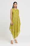 Buy_Label Lila_Green Art Georgettte Embellished Sequin Round Asymmetric Kurta _Online_at_Aza_Fashions