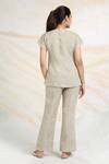 Shop_Kaveri_Grey Linen Rhinestones Round Neck Cosmic Fall Embellished Top _at_Aza_Fashions