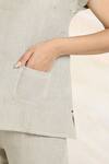 Kaveri_Grey Linen Rhinestones Round Neck Cosmic Fall Embellished Top _at_Aza_Fashions