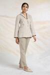 Buy_Kaveri_Gray Linen Rhinestones Grey Embellished Blazer Jacket_Online_at_Aza_Fashions