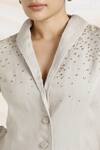 Kaveri_Gray Linen Rhinestones Grey Embellished Blazer Jacket_at_Aza_Fashions