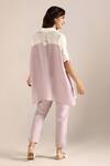 Shop_Kaveri_Off White Linen Embroidery Collared Colour Block Square Top With Pant _at_Aza_Fashions