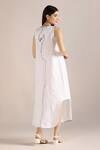 Shop_Kaveri_White Linen Embroidery Round Neck Body Roots Printed Dress _at_Aza_Fashions