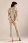 Shop_Kaveri_Beige Linen Embroidery Round Neck Abstract Print Top With Pant _at_Aza_Fashions