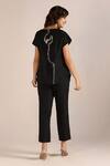 Shop_Kaveri_Black Linen Embroidery Round Neck Printed Top With Pant _at_Aza_Fashions