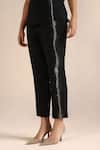 Kaveri_Black Linen Embroidery Round Neck Printed Top With Pant _at_Aza_Fashions