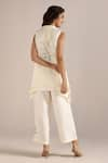 Shop_KAVERI_Off White 100% Linen Hand Honey Suckle Sunset Long Top With Pant  _at_Aza_Fashions