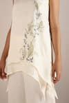 Buy_KAVERI_Off White 100% Linen Hand Honey Suckle Sunset Long Top With Pant  _Online_at_Aza_Fashions