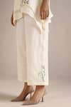 Shop_KAVERI_Off White 100% Linen Hand Honey Suckle Sunset Long Top With Pant  _Online_at_Aza_Fashions