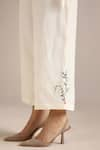 KAVERI_Off White 100% Linen Hand Honey Suckle Sunset Long Top With Pant  _at_Aza_Fashions