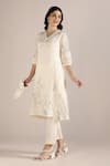 Buy_Kaveri_Off White 100% Linen Hand Drawn Savannah Fly Free Tunic With Pant  _Online_at_Aza_Fashions