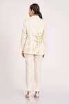 Shop_Kaveri_Off White Linen Embroidery V-neck Bamboo Grove Floral And Leaf Jacket _at_Aza_Fashions