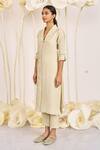 Buy_Kaveri_Green 100% Linen Printed And Embroidered Foil Bamboo Grove Kurta  _Online_at_Aza_Fashions
