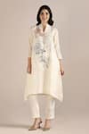 Buy_KAVERI_Off White 100% Linen Hand Drawn Floral Stand Poppy Fly Free Tunic  _at_Aza_Fashions