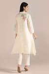 Shop_KAVERI_Off White 100% Linen Hand Drawn Floral Stand Poppy Fly Free Tunic  _at_Aza_Fashions