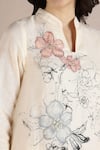 Shop_KAVERI_Off White 100% Linen Hand Drawn Floral Stand Poppy Fly Free Tunic  _Online_at_Aza_Fashions