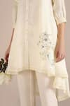 Buy_KAVERI_Off White 100% Linen Hand Print Floral Camelia Ice Cream Cone Tunic  _Online_at_Aza_Fashions